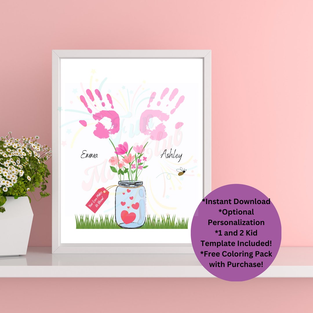 Personalized Hand Print Craft, Gift for Mom, Valentine's Day Present