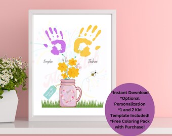 Personalized Hand Print Craft Gift for Mother's Day Easter Gift for Grandparents from Grandkids Custom Mother's Day Gift Baby Handprint