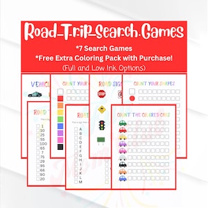 Kids Road Trip Travel Search Games Printable Family Vacation Car Activities Scavenger Hunt Family Child Road Trip