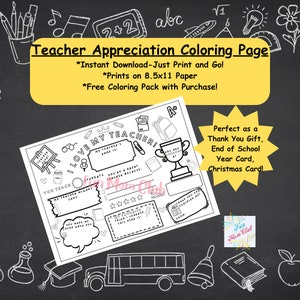 Coloriage semaine d'appréciation des enseignants à imprimer meilleur cadeau d'enseignant enfant carte de remerciement personnel garderie maison école église bénévole présent