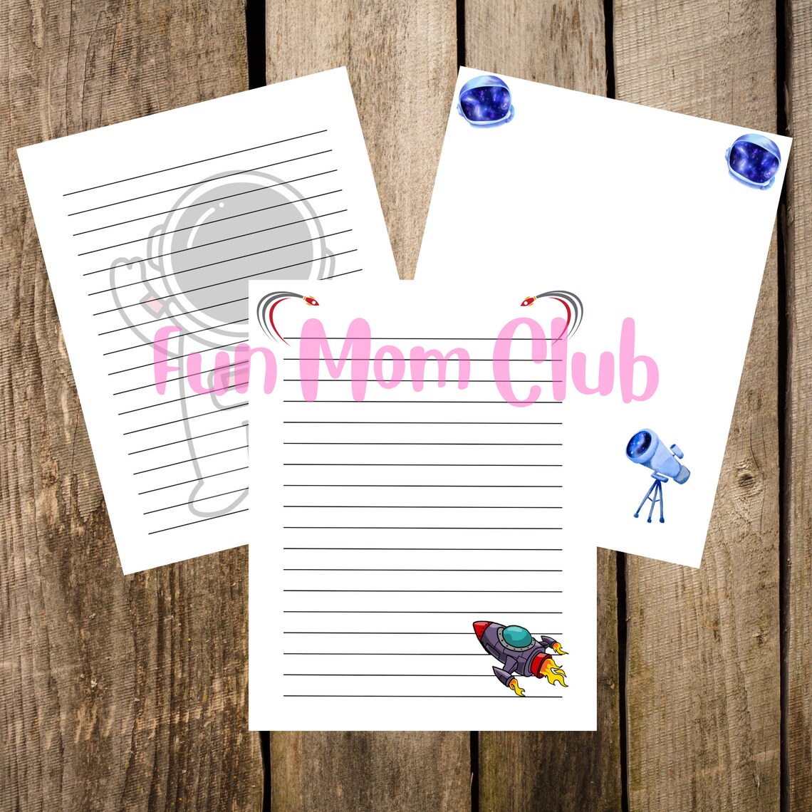 Printable Space Kids Stationery Boy Birthday Gift Lined Paper Journal ...