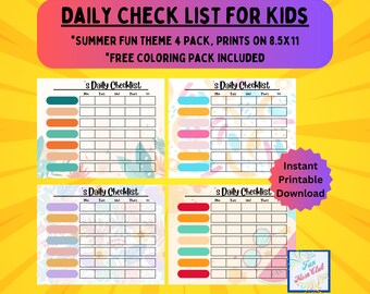 Lista de verificación diaria imprimible Tabla de comportamiento de tareas para niños Reglas de verano Horario de rutina para niños Planificador diario minimalista Lista de tareas Rastreador de hábitos