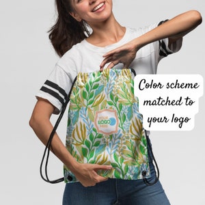 Bulk drawstring bags with logo and matching color scheme - corporate logo gifts - corporate swag - logo drawstring bag - braided cord bag