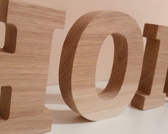 Schriftzug "HOME" Eiche Massiv Holz natur oder geölt 10cm, 15 cm, 20cm, 25cm und 30cm Höhe | Holzdeko | Wohnzimmer, Deko, Handmade,