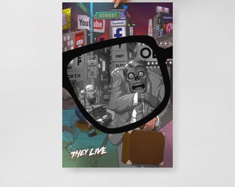 They Live Art Print: retro scifi-filmposter, parodie op popcultuur