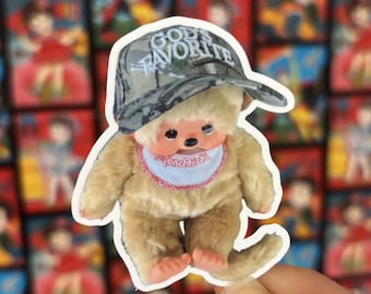god's favorite monchhichi sticker