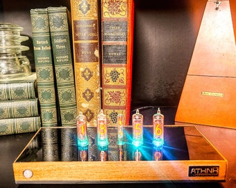 Series A-Small: Nixie Clock-Nixie Tube Clock-Vintage Retro Table Clock-Gift for him-Nixie-Tube Clock-Smart Clock-Alarm