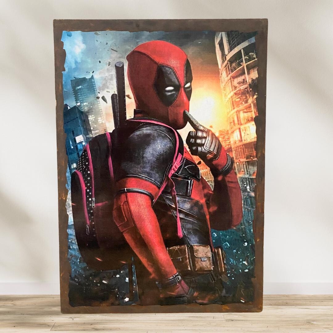 Deadpool Painting in Enamel Plate Style - Etsy