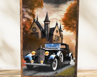 Enameled plate style car painting