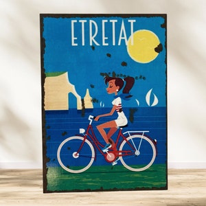 Etretat painting in the style of an enamel plaque