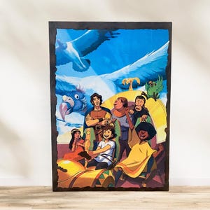 Schilderij in emaille-stijl van de prachtige steden van goud