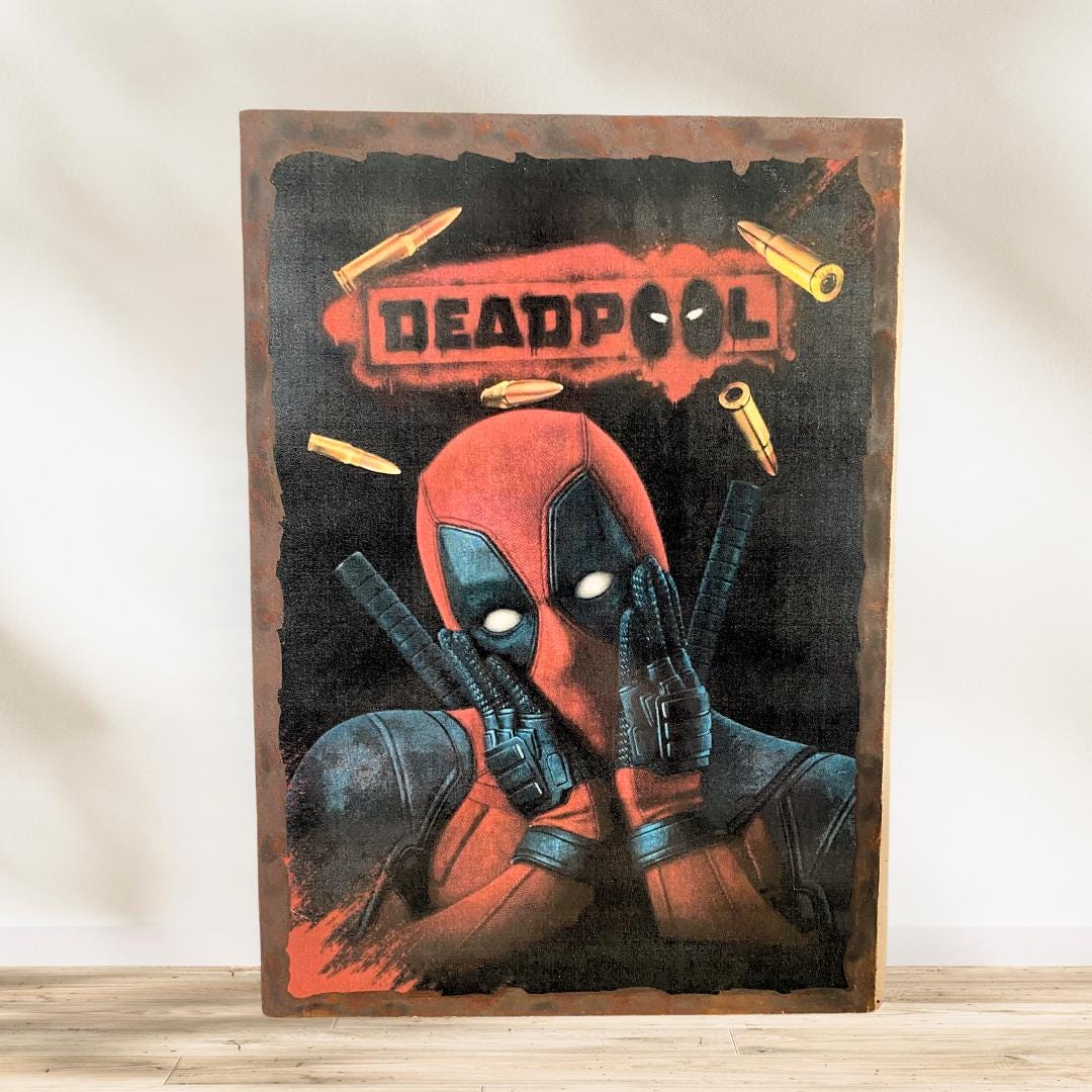 Deadpool Painting in Enamel Plate Style - Etsy Australia