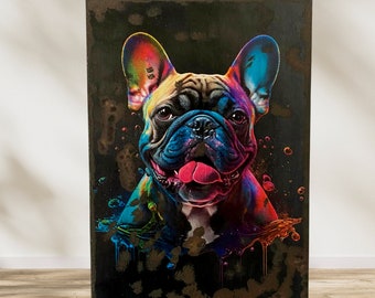 Enamel plate dog painting
