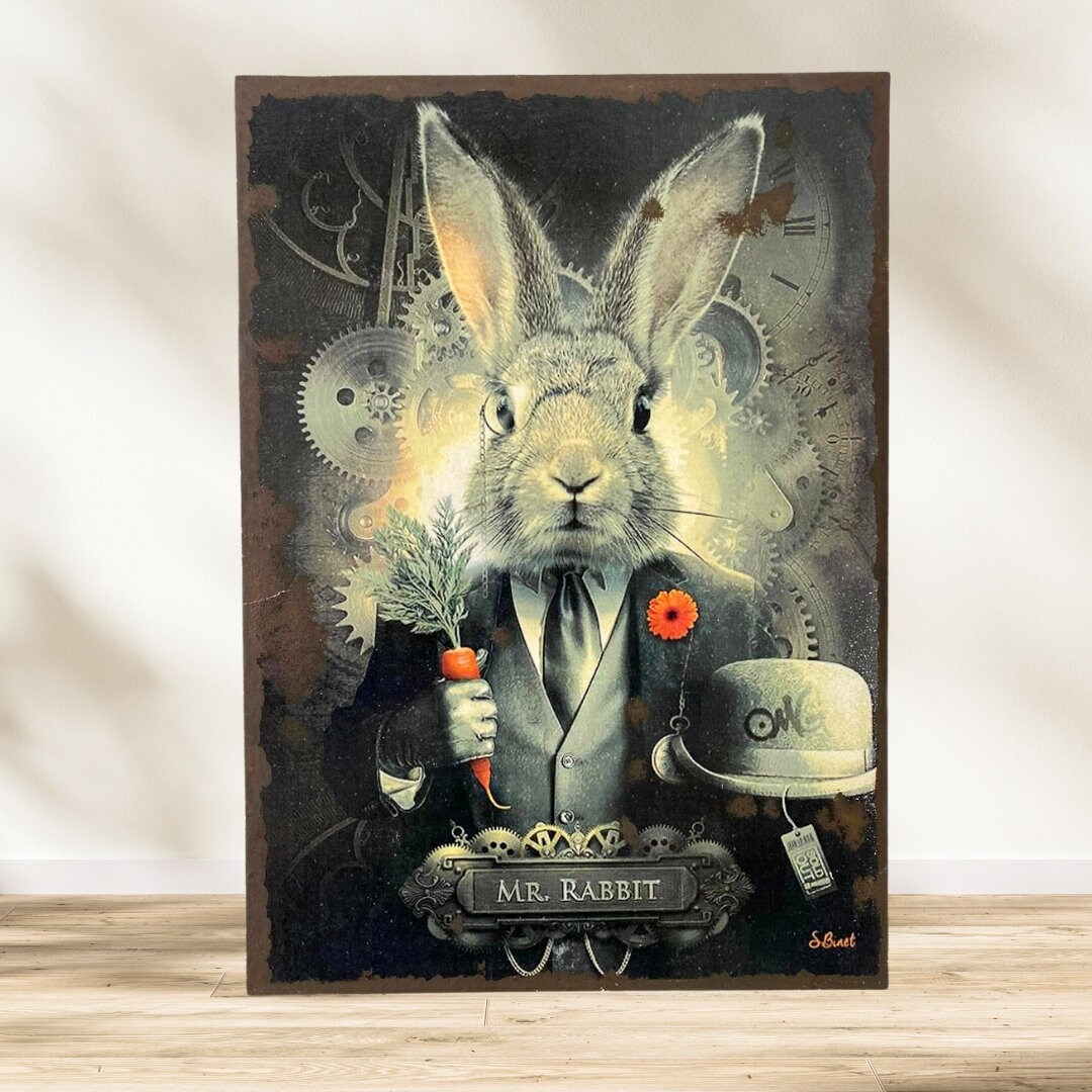 Placa Rabit Mesa estilo placa esmaltada Mr Rabbit - Etsy México