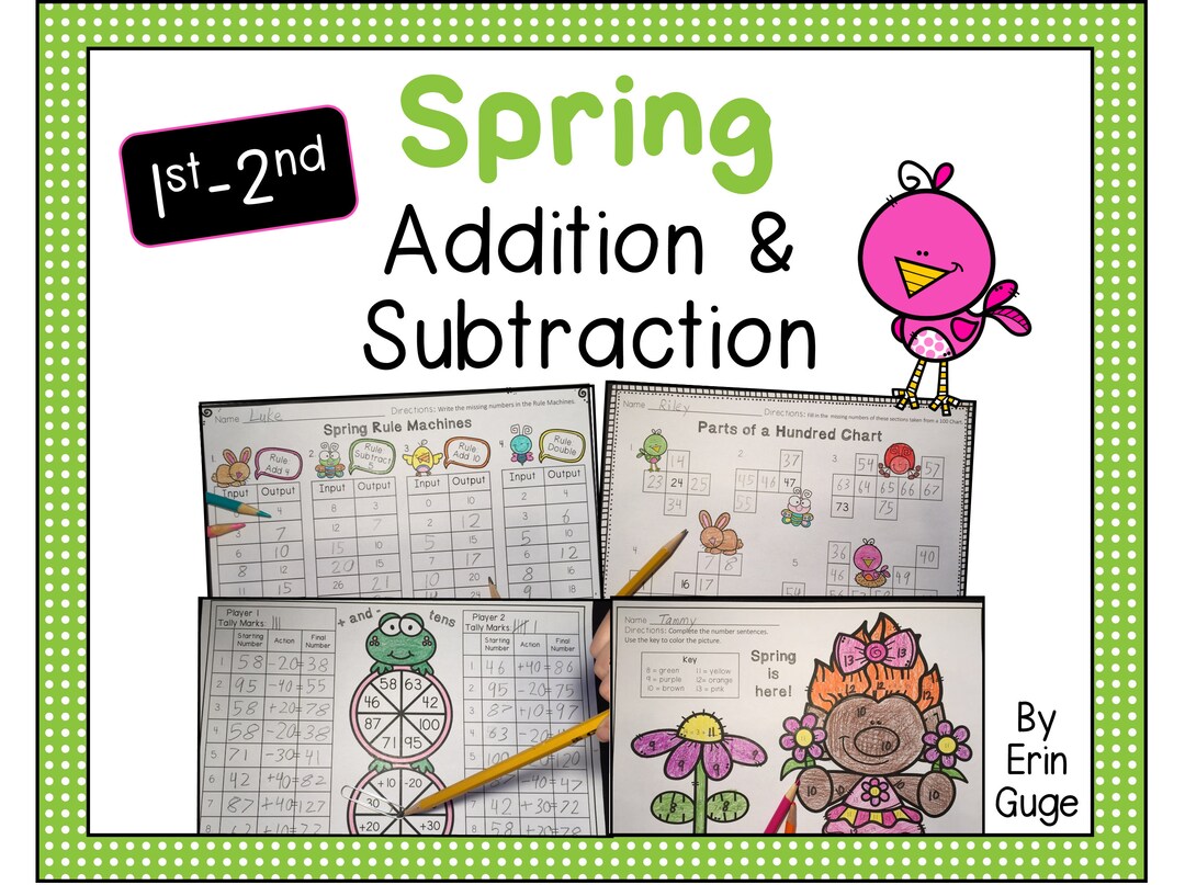 Spring Addition and Subtraction Practice for 1st and 2nd Grade: Games ...