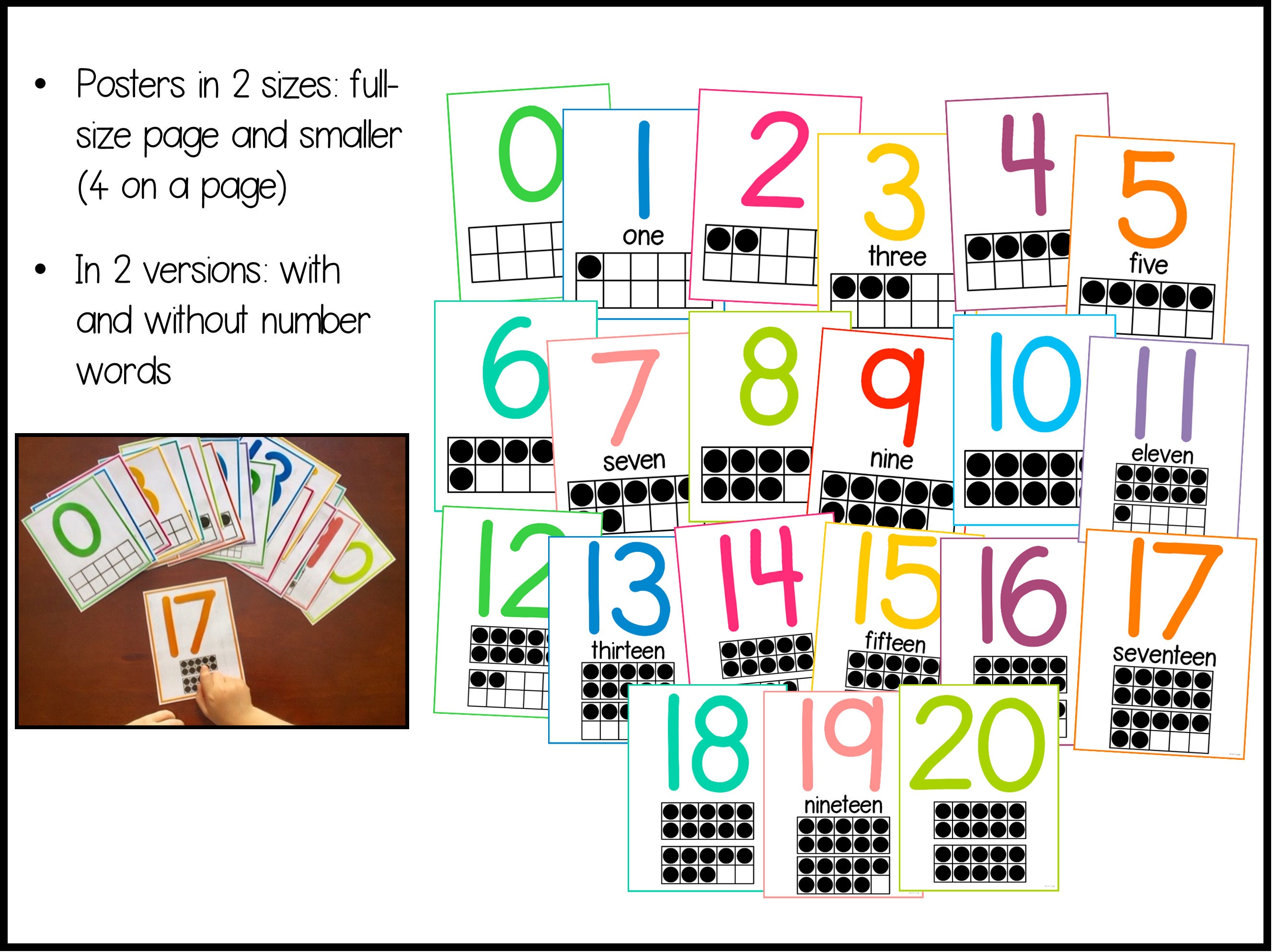 0-20 Number and Ten Frame Posters, Cards, and Practice Pages - Etsy