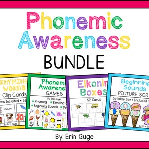 Phonemic Awareness Activities Bundle: Rhyming, Blending, Segmenting, Beginning Sounds