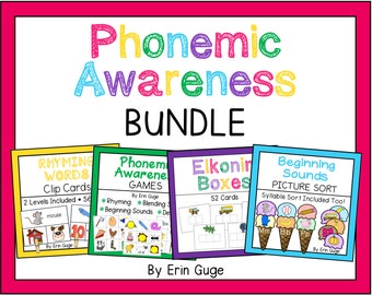 Phonemic Awareness Activities Bundle: Rhyming, Blending, Segmenting, Beginning Sounds