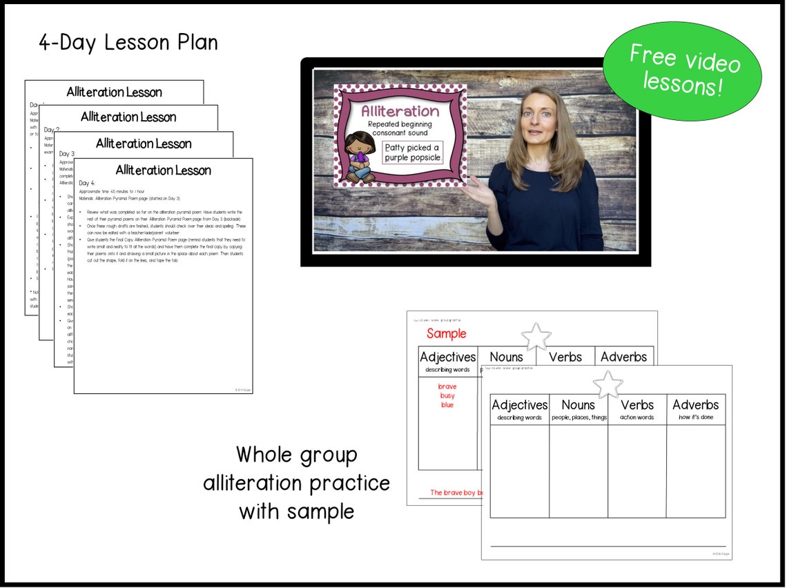 Poetry Writing: Alliteration Pyramid Poem - Lesson Plans and Printables ...