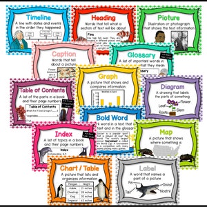 Nonfiction Text Features Posters and Cards - Etsy