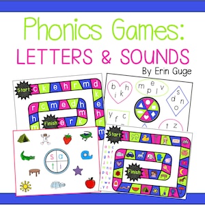 Juegos de mesa de fonética: reconocimiento de letras, sonidos de letras y sonidos iniciales