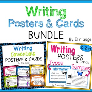 Writing Posters Bundle: Writing Conventions (Grammar, Capitalization, Punctuation) & Types of Writing