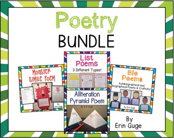 Poetry Bundle: Alliteration, Simile, Bio, List Poems