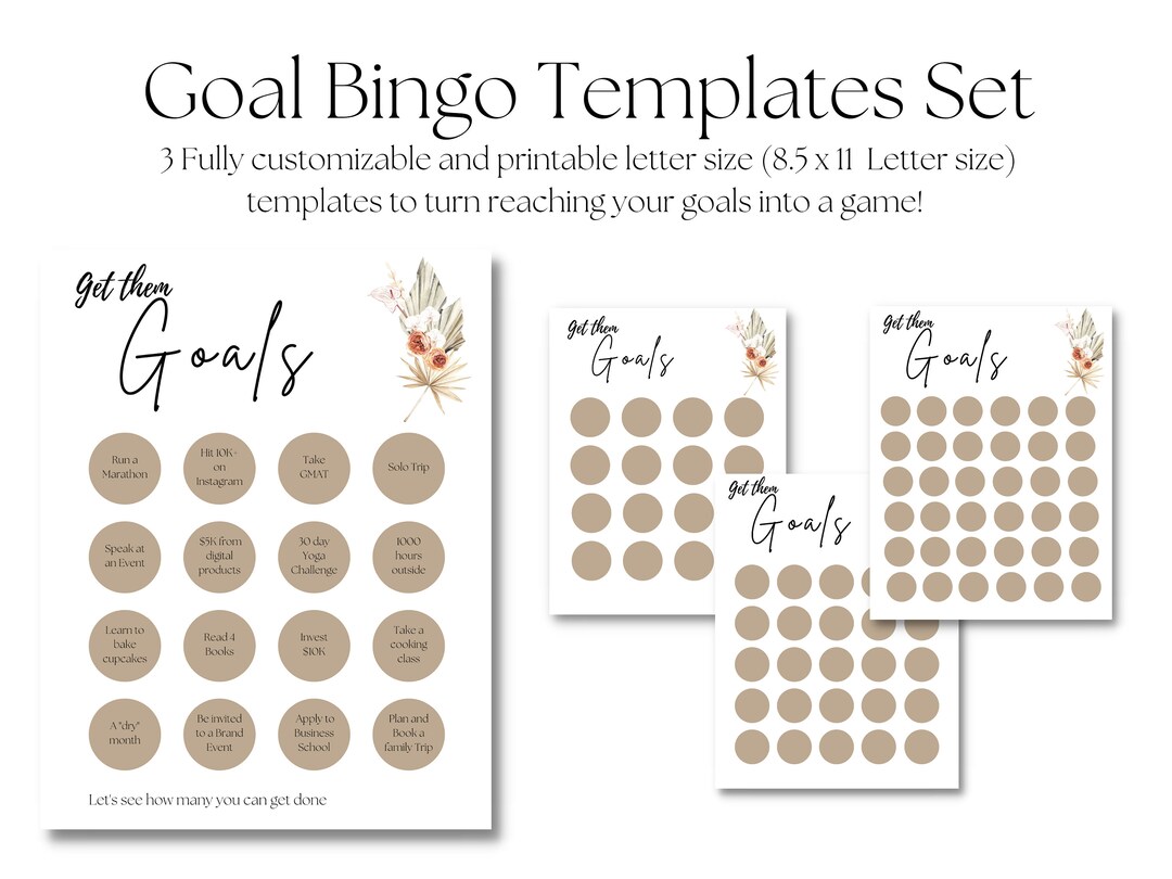 Goals Bingo Round Goal Setting Goal Planning, Organization, Goal Getter