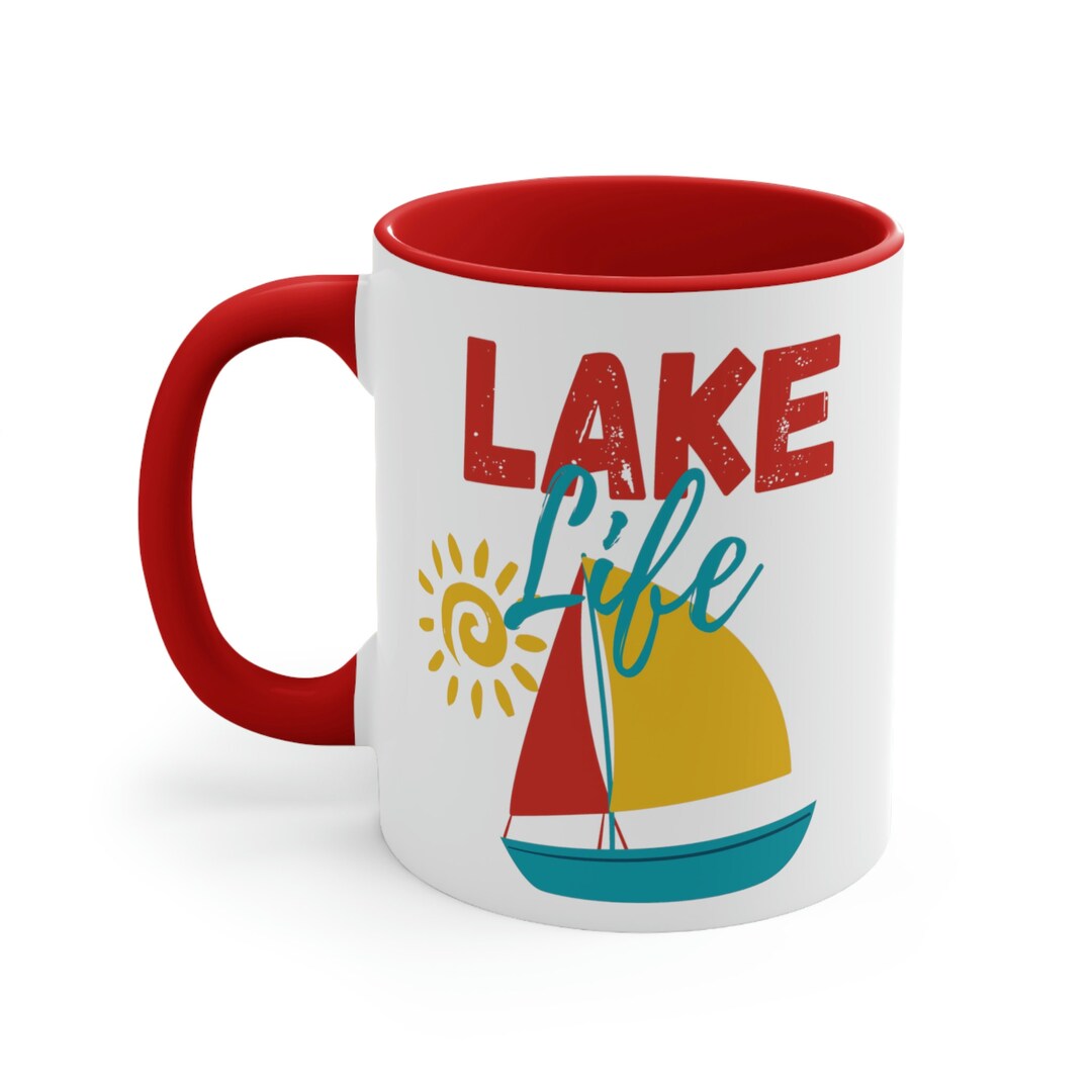 Red Coffee Mug Lake Life Mug Lake House Decor Lake House Etsy