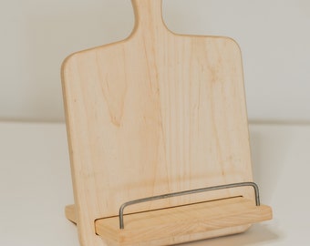 Handcrafted Hardwood Cookbook Stand with Adjustable Easel