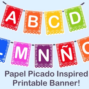 Spanish Alphabet Banner/Poster, Printable Banner, Rainbow Banner, Bilingual Children Decor, DIY Kids decor, Kids learning, Classroom decor