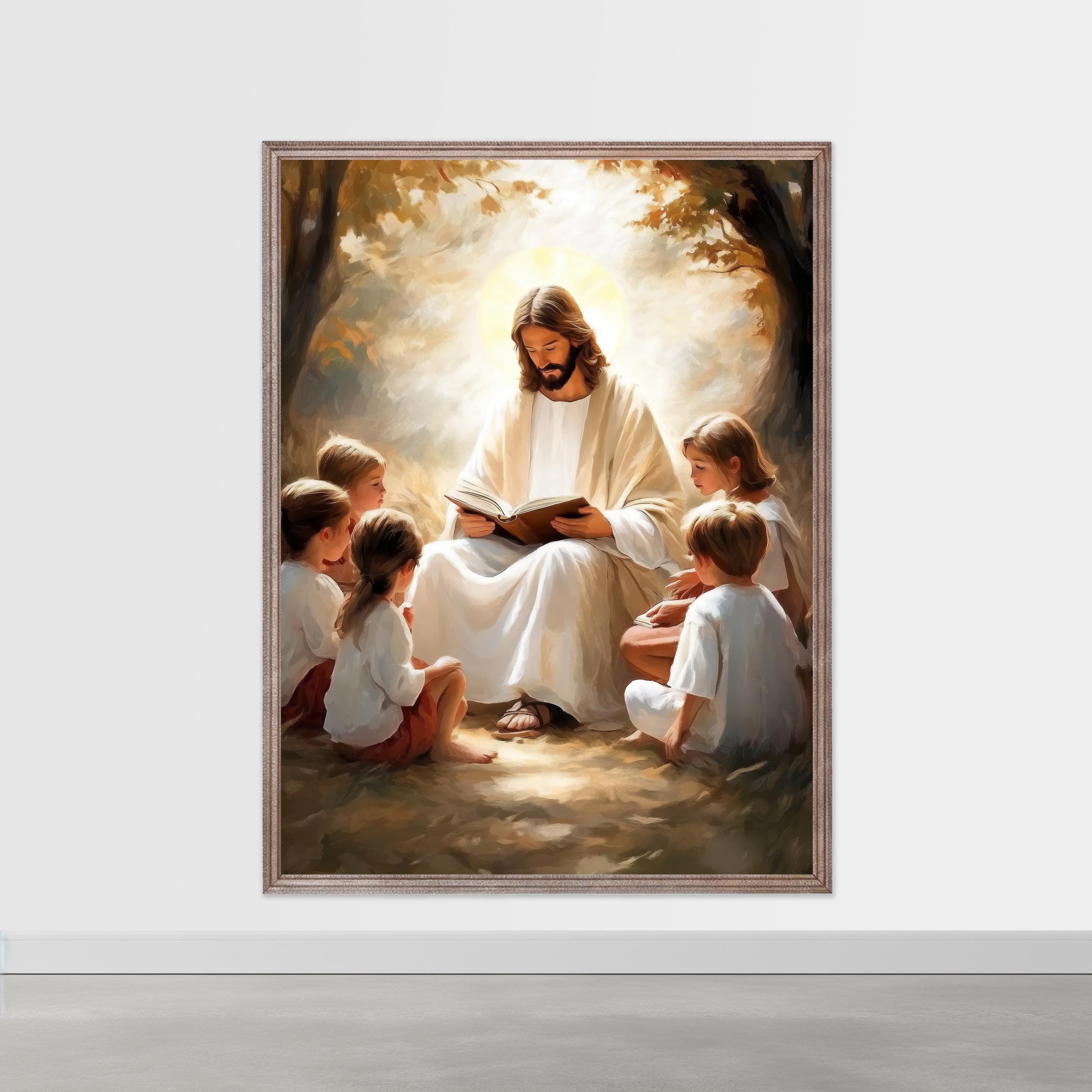 イエスが子供たちに教えるアート：キリスト教LDSの印刷可能（デジタル