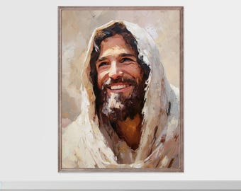 Retrato de Jesús Sonriente: Impresión artística cristiana en pasta (descarga digital)