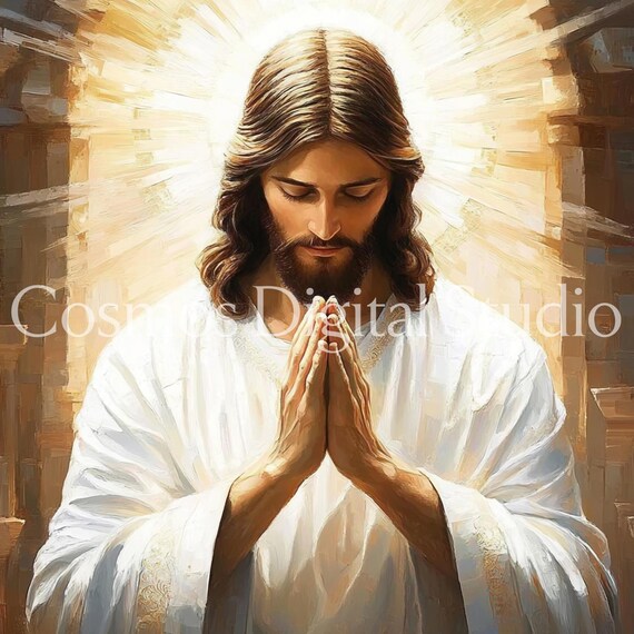 イエスの祈りの肖像画：キリスト教の壁画（デジタルダウンロード