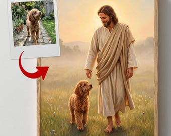 Retrato personalizado de Jesús para mascotas / Obra de arte conmemorativa cristiana para perros (Descarga digital)