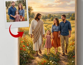 Retrato personalizado de la familia de Jesús / Arte mural cristiano personalizado (descarga digital)