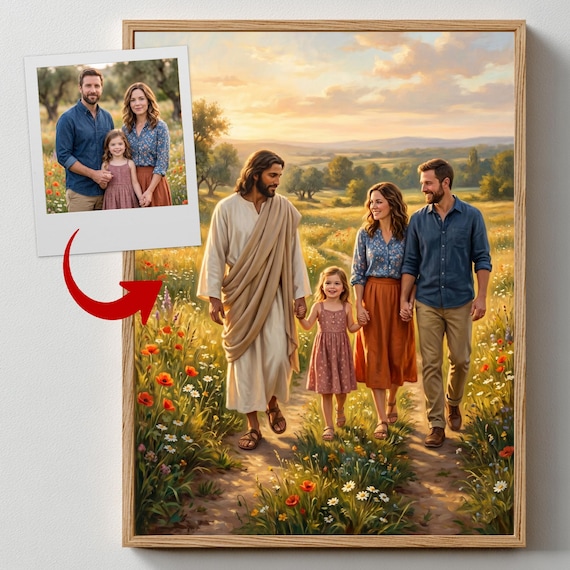 Custom Jesus Family Portrait | Personalized Christian Faith Wall Art (Digital Download)