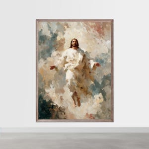 Ascension of Jesus Christ – Spiritual Christian Wall Art Printable, Faith-Inspired Resurrection Painting, Heaven-Focused Religious Decor