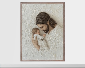 Arte de Jesús con un bebé: Impresión cristiana moderna SUD (descarga digital)