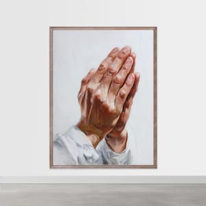 Praying Hands Wall Art – Christian Printable, Oil Painting Style Prayer Decor, Faith-Based Spiritual Artwork for Home and Worship Space
