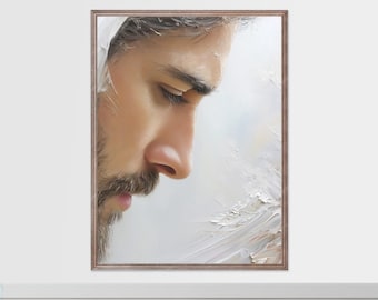 Retrato de Jesús en Paz: Decoración de pared cristiana moderna (Descarga digital)