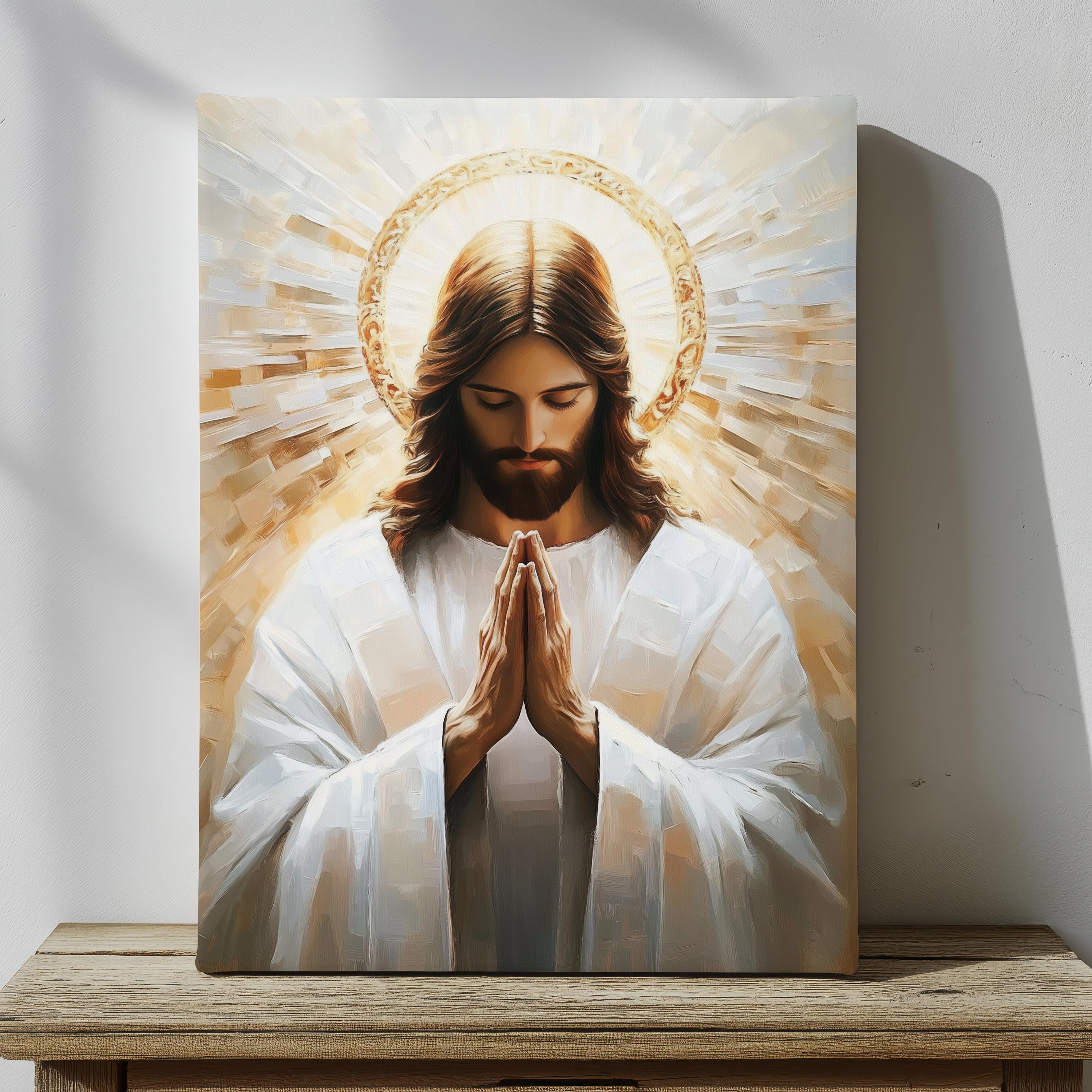 イエス・キリストの祈りの肖像：キリスト教アートプリント（デジタル