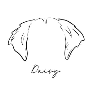 Tattoo Pet Ear Outline, Custom Dog Ear Outline, Dog Memorial Portrait, Dog Ear Outline, Dog Tattoo Outline, Custom Pet Illustration