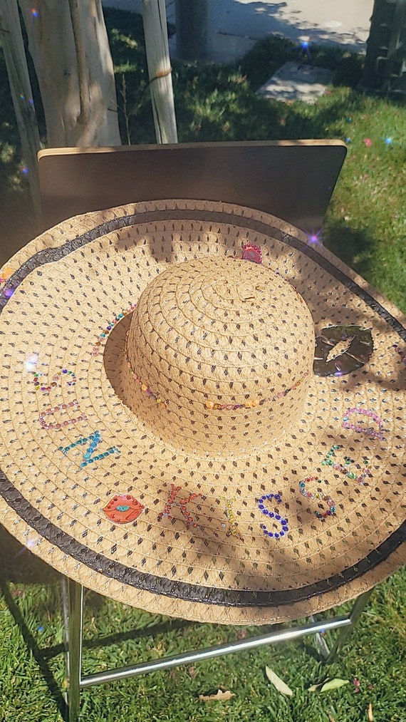Sun Hat Pool Party Festival Fun Adult Rhinestone Classy  display picture 2