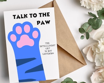 funny saying card with cat, gift for cat lovers, sarcastic, funny sayings card, Blue Cats