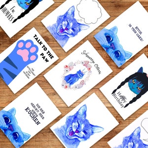 Grußkarte mit Katze Mixed Pack, Anlasskarten, Geschenkkarten, Geburtstag, Blue Catz, Umschläge inklusive, Katzenliebhaber