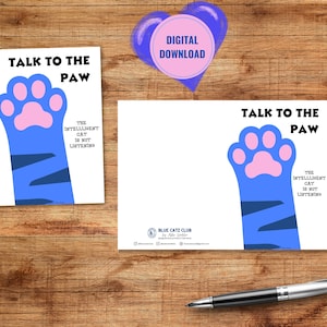 cartão com frases engraçadas com gato, presente para amantes de gatos, download instantâneo, cartão com frases engraçadas, gatos azuis, cartão postal e cartão dobrável