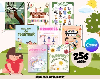 Toddler Activity Book Bundle: 8-in-1 Coloring Pages (Canva Editable, Digital Download)