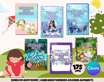 Toddler Activity Book Bundle: Coloring, Tracing, Numbers (175 Pages) (Canva Editable) (Digital Download)
