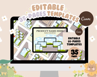 35 Digital Product Shop Listing Mock-up Photo Template, Editable Canva Mock Up Templates